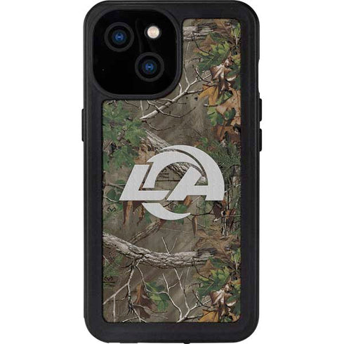 NFL Los Angeles Rams Realtree Xtra Green Camo iPhone 13 Mini Waterproof Case