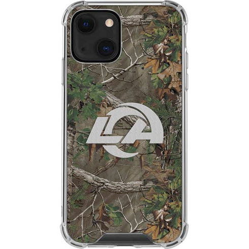 NFL Los Angeles Rams Realtree Xtra Green Camo iPhone 14 Clear Case
