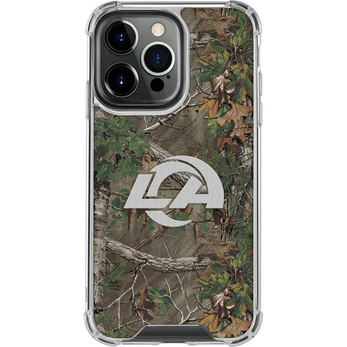 NFL Los Angeles Rams Realtree Xtra Green Camo iPhone 14 Pro Clear Case