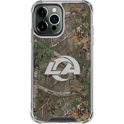 NFL Los Angeles Rams Realtree Xtra Green Camo iPhone 14 Pro Max Clear Case