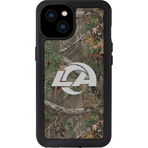 NFL Los Angeles Rams Realtree Xtra Green Camo iPhone 15 Plus Waterproof Case