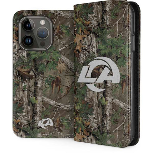 NFL Los Angeles Rams Realtree Xtra Green Camo iPhone 15 Pro Folio Case