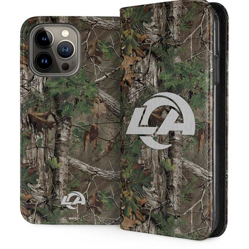 NFL Los Angeles Rams Realtree Xtra Green Camo iPhone 15 Pro Max Folio Case