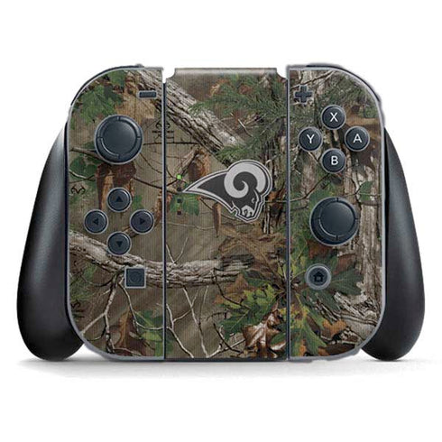 NFL Los Angeles Rams Realtree Xtra Green Camo Nintendo Switch (2017-2021) Joy-Con Controller Skin