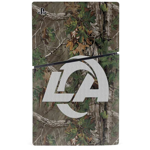 NFL Los Angeles Rams Realtree Xtra Green Camo PS5 Slim Disk Bundle Skin
