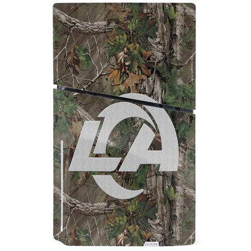 NFL Los Angeles Rams Realtree Xtra Green Camo PS5 Slim Disk Bundle Skin