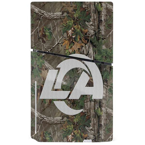 NFL Los Angeles Rams Realtree Xtra Green Camo PS5 Slim Disk Console Skin