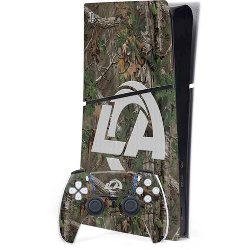 NFL Los Angeles Rams Realtree Xtra Green Camo PS5 Slim Digital Edition Console Skin