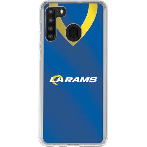 NFL Los Angeles Rams Team Jersey Galaxy A21 Clear Case