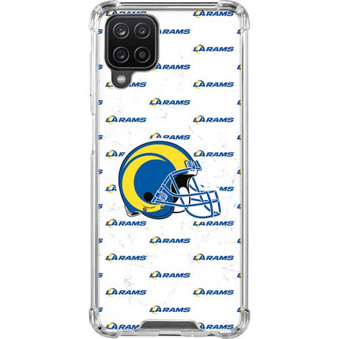 NFL Los Angeles Rams White Logo Blast Galaxy A12 Clear Case