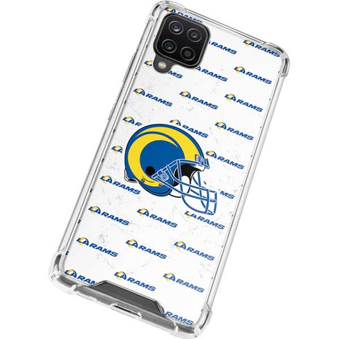 NFL Los Angeles Rams White Logo Blast Galaxy A12 Clear Case