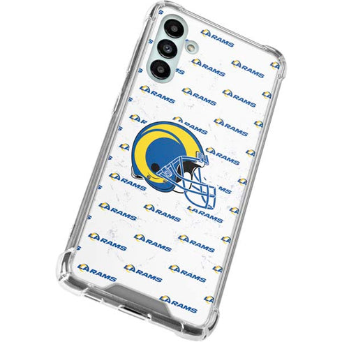 NFL Los Angeles Rams White Logo Blast Galaxy A13 5G Clear Case