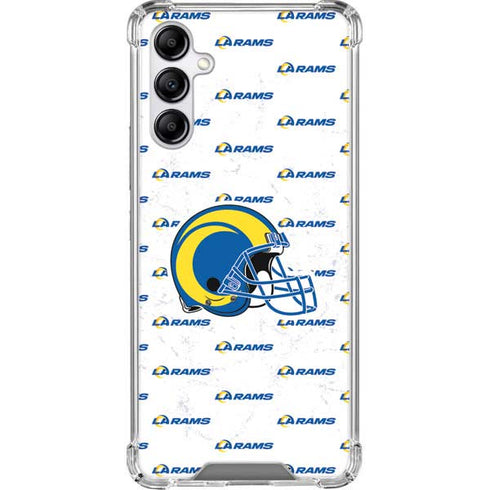NFL Los Angeles Rams White Logo Blast Galaxy A14 5G Clear Case