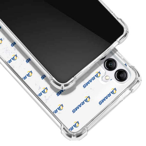 NFL Los Angeles Rams White Logo Blast Galaxy A14 5G Clear Case