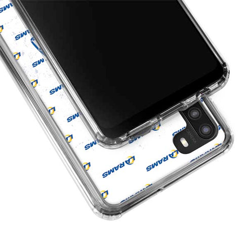 NFL Los Angeles Rams White Logo Blast Galaxy A21 Clear Case