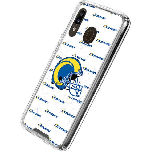 NFL Los Angeles Rams White Logo Blast Galaxy A30 Clear Case