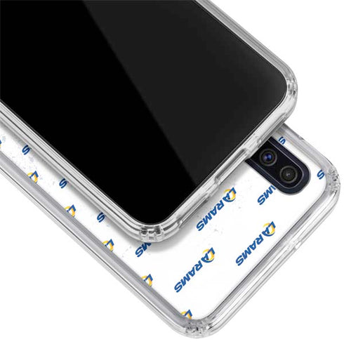 NFL Los Angeles Rams White Logo Blast Galaxy A50 Clear Case