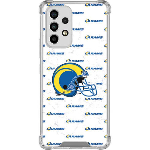 NFL Los Angeles Rams White Logo Blast Galaxy A53 5G Clear Case