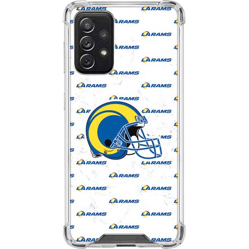 NFL Los Angeles Rams White Logo Blast Galaxy A72 5G Clear Case