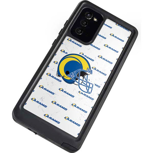 NFL Los Angeles Rams White Logo Blast Galaxy Note20 5G Waterproof Case