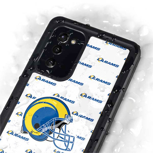 NFL Los Angeles Rams White Logo Blast Galaxy Note20 5G Waterproof Case