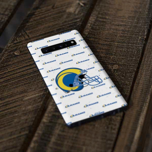 NFL Los Angeles Rams White Logo Blast Galaxy S10 Plus Skin