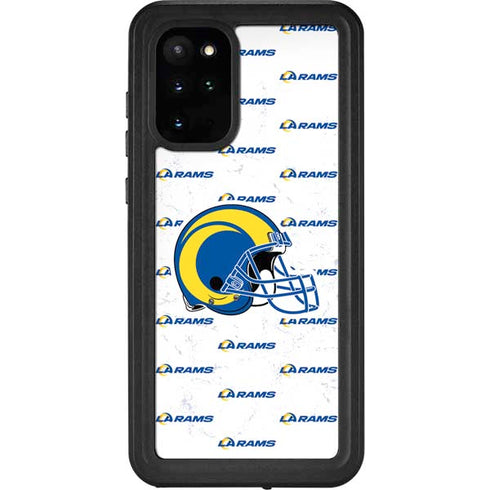 NFL Los Angeles Rams White Logo Blast Galaxy S20 Plus Waterproof Case