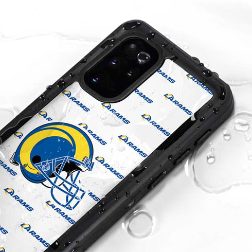 NFL Los Angeles Rams White Logo Blast Galaxy S20 Plus Waterproof Case