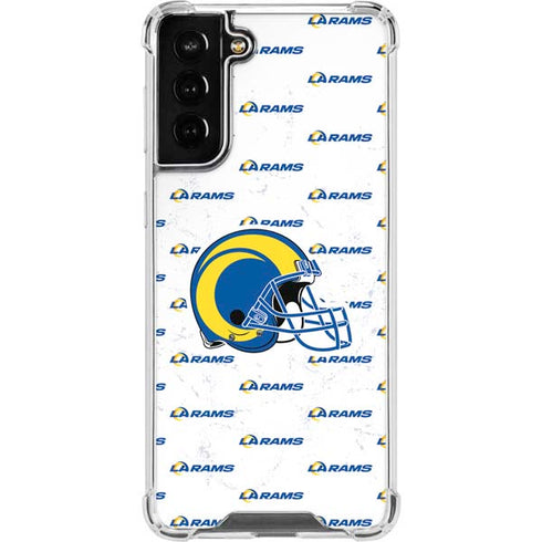 NFL Los Angeles Rams White Logo Blast Galaxy S21 FE Clear Case