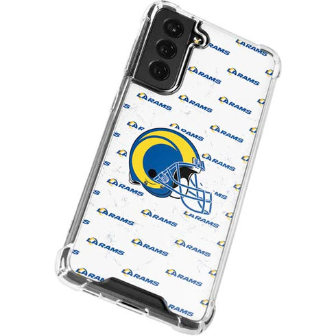 NFL Los Angeles Rams White Logo Blast Galaxy S21 FE Clear Case