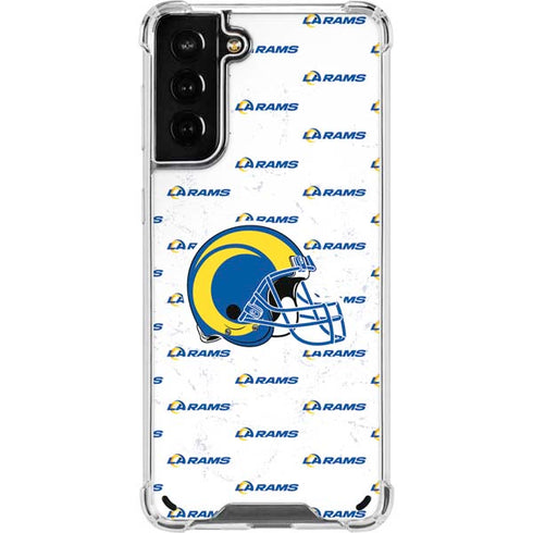 NFL Los Angeles Rams White Logo Blast Galaxy S21 Plus 5G Clear Case