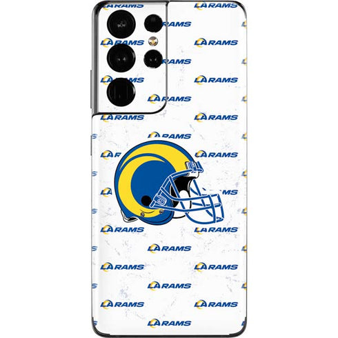 NFL Los Angeles Rams White Logo Blast Galaxy S21 Ultra 5G Skin