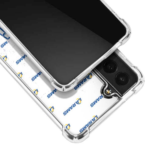 NFL Los Angeles Rams White Logo Blast Galaxy S22 Plus Clear Case