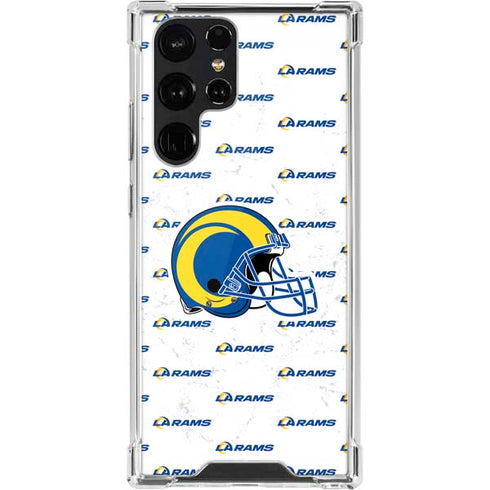 NFL Los Angeles Rams White Logo Blast Galaxy S22 Ultra Clear Case