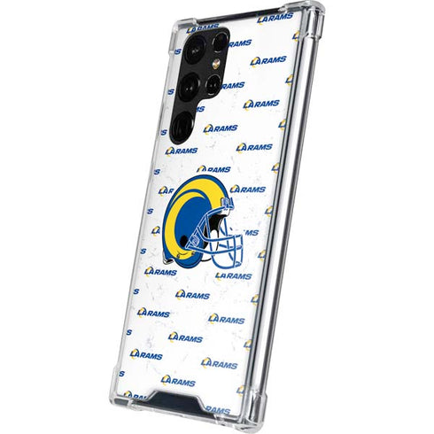 NFL Los Angeles Rams White Logo Blast Galaxy S22 Ultra Clear Case