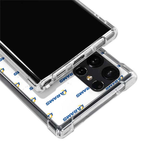 NFL Los Angeles Rams White Logo Blast Galaxy S22 Ultra Clear Case