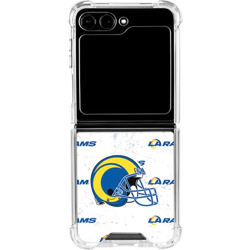 NFL Los Angeles Rams White Logo Blast Galaxy Z Flip5 5G Clear Case