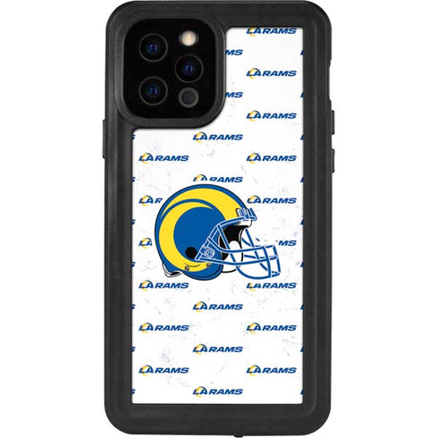 NFL Los Angeles Rams White Logo Blast iPhone 12 Pro Waterproof Case