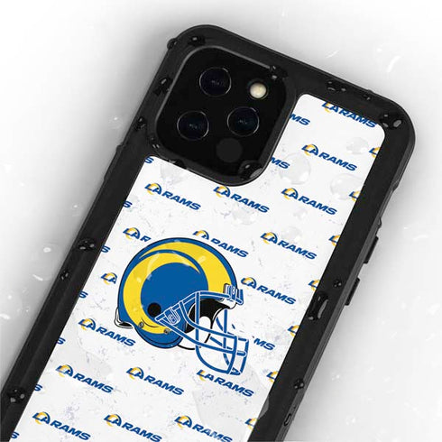 NFL Los Angeles Rams White Logo Blast iPhone 12 Pro Waterproof Case