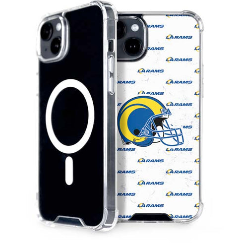 NFL Los Angeles Rams White Logo Blast iPhone 15 Plus MagSafe Case