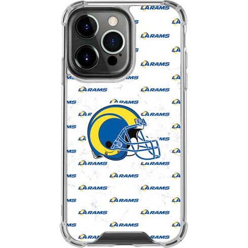 NFL Los Angeles Rams White Logo Blast iPhone 14 Pro Clear Case