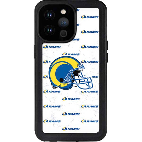 NFL Los Angeles Rams White Logo Blast iPhone 14 Pro Max Waterproof Case