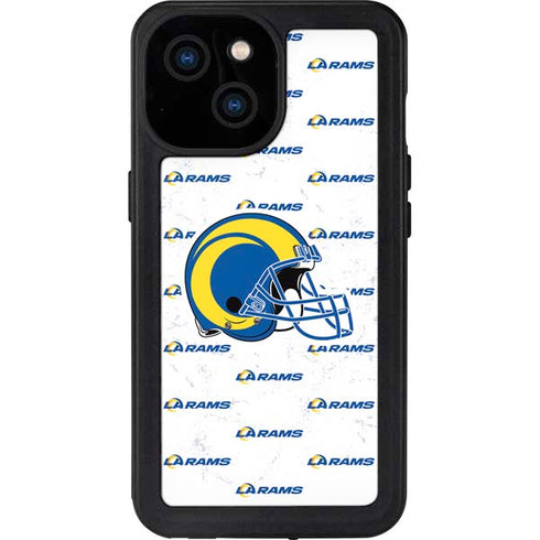NFL Los Angeles Rams White Logo Blast iPhone 15 Waterproof Case