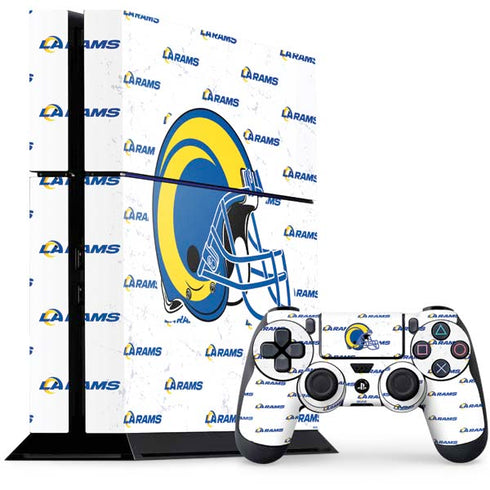 NFL Los Angeles Rams White Logo Blast PS4 Console and Controller Bundle Skin