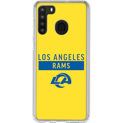 NFL Los Angeles Rams White Performance Series Galaxy A21 Clear Case
