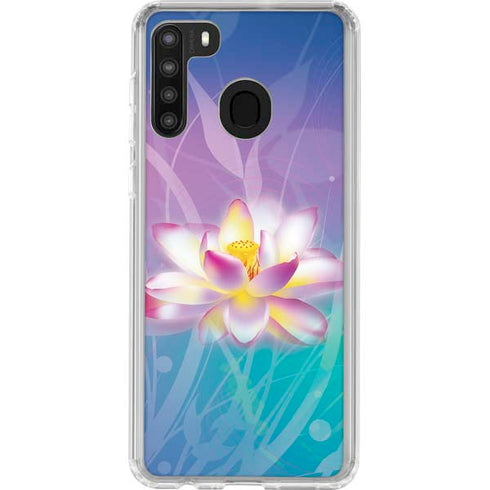 Lotus Floral Pattern Galaxy A21 Clear Case