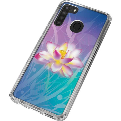 Lotus Floral Pattern Galaxy A21 Clear Case
