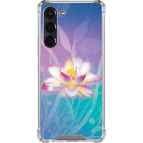 Lotus Floral Pattern Galaxy S23 Plus Clear Case