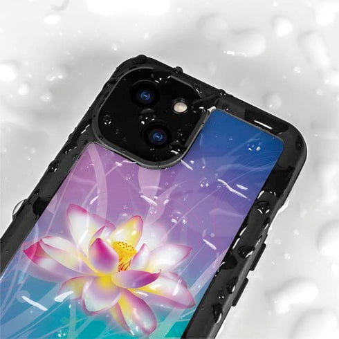 Lotus Floral Pattern iPhone 13 Mini Waterproof Case