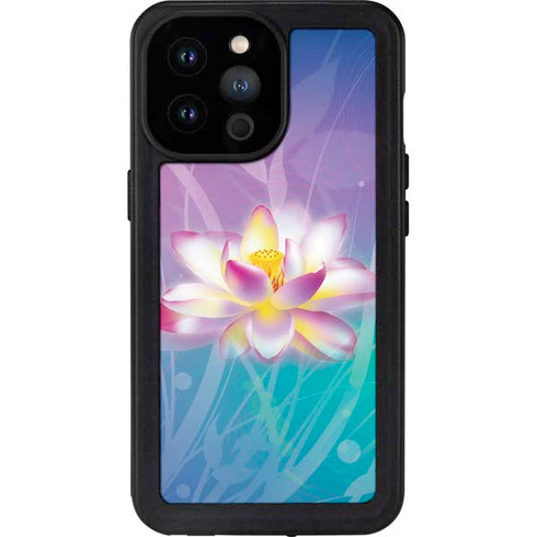 Lotus Floral Pattern iPhone 14 Pro Max Waterproof Case